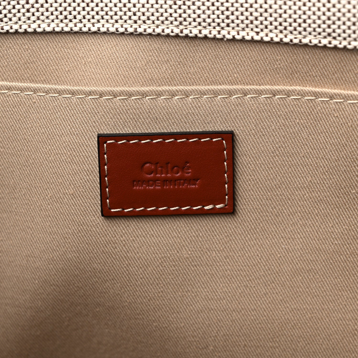 Chloe Cotton Calfskin Medium Woody Ribbon Tote White Brown 6 of 9
