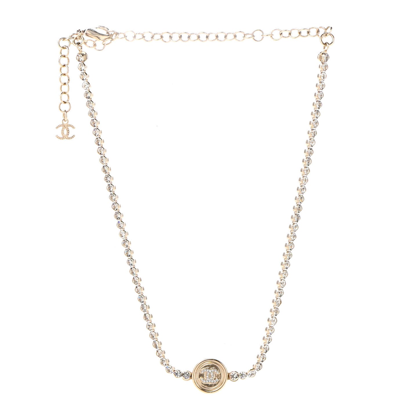 Crystal CC Chain Short Necklace Gold