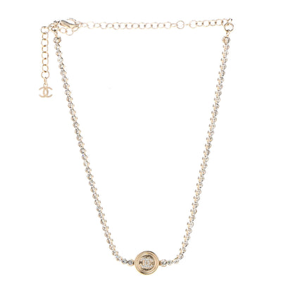 Chanel Crystal CC Chain Short Necklace Gold 3 of 7