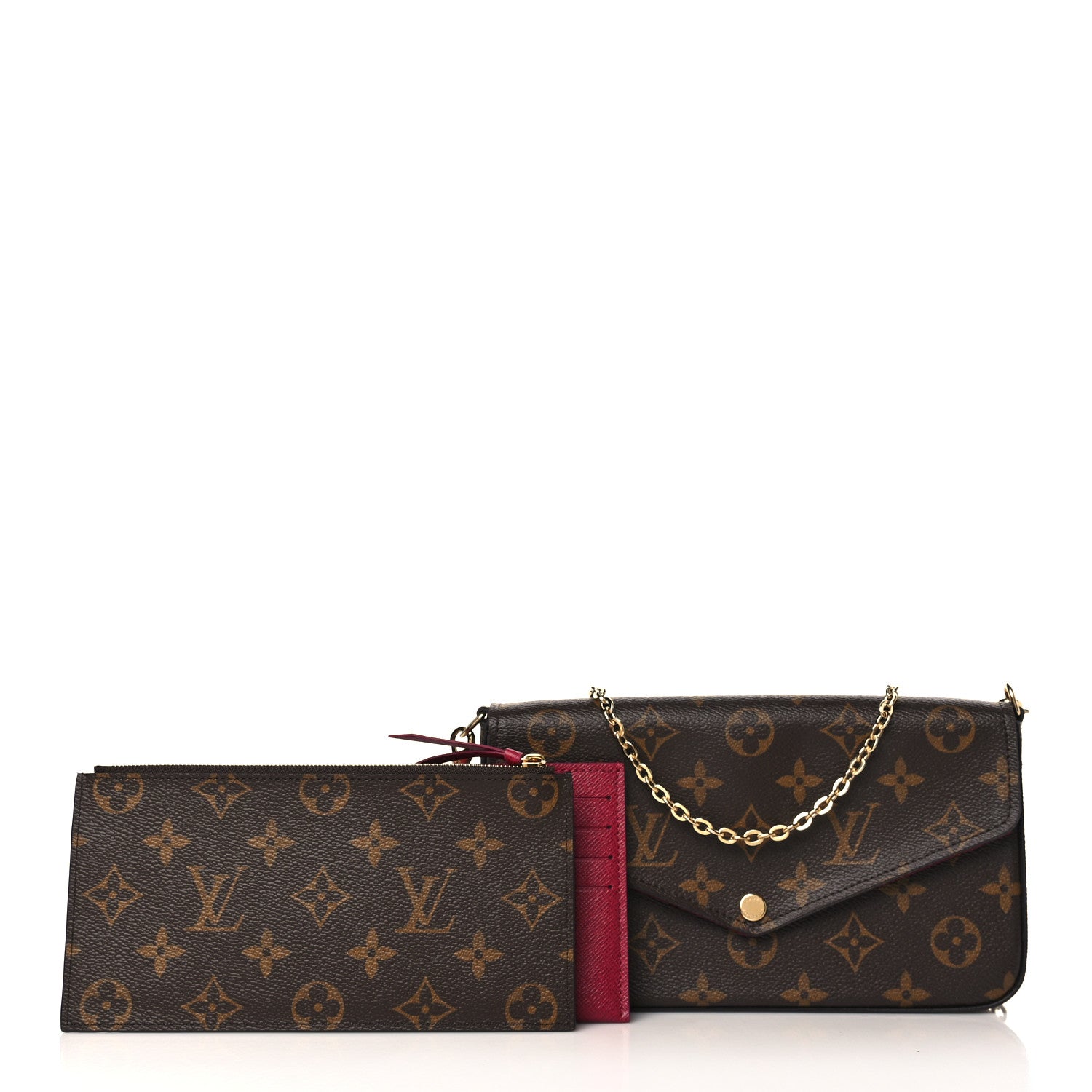 Louis Vuitton Monogram Pochette Felicie Chain Wallet Fuchsia 1 of 10