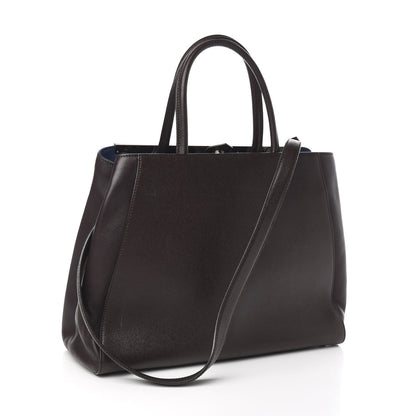 Fendi Vitello Elite Regular 2Jours Tote Caffe Noir Navy 3 of 10