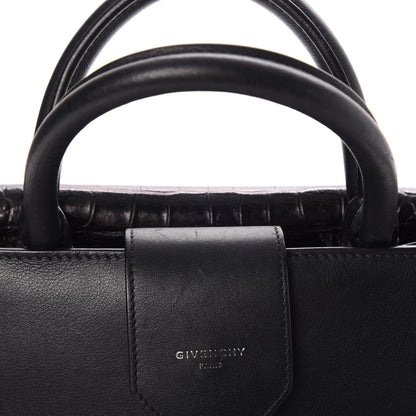 Givenchy Calfskin Crocodile Embossed Small Obsedia Satchel Black 8 of 10