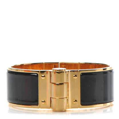 Hermes Enamel Charniere Uni Wide Hinged Bracelet M Black 1 of 6