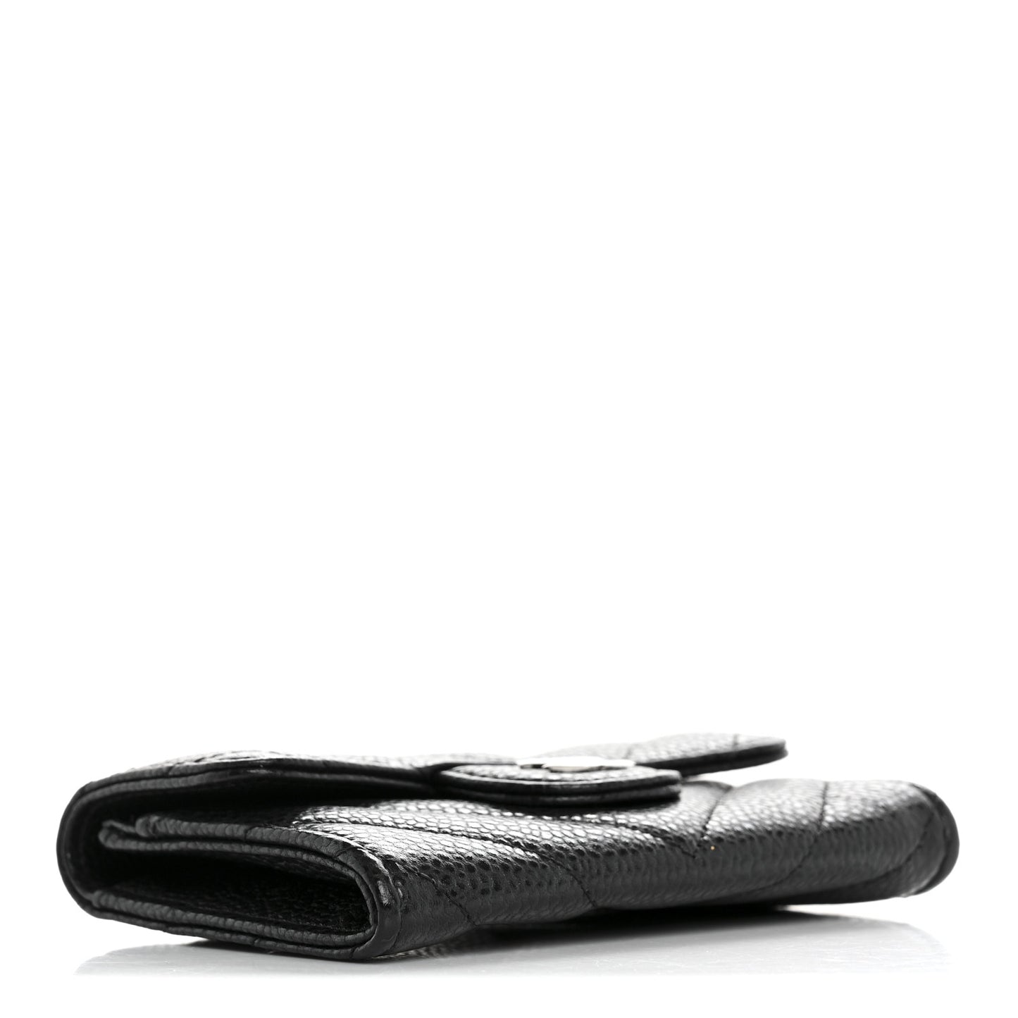 Caviar Chevron Quilted Flap Card Holder Black