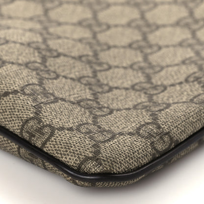 Gucci GG Supreme Monogram Selleria Calfskin Small Flat Side Zip Messenger Bag Beige Ebony Cocoa Dark Chocolate 10 of 10
