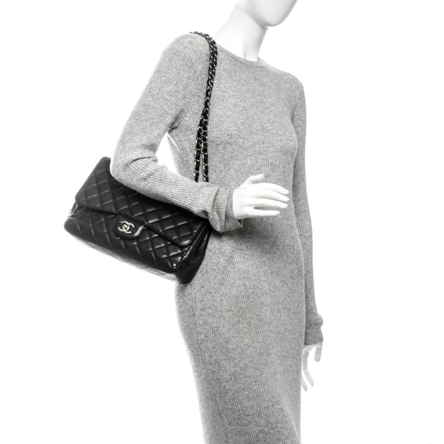 Caviar Quilted Jumbo Single Flap Black