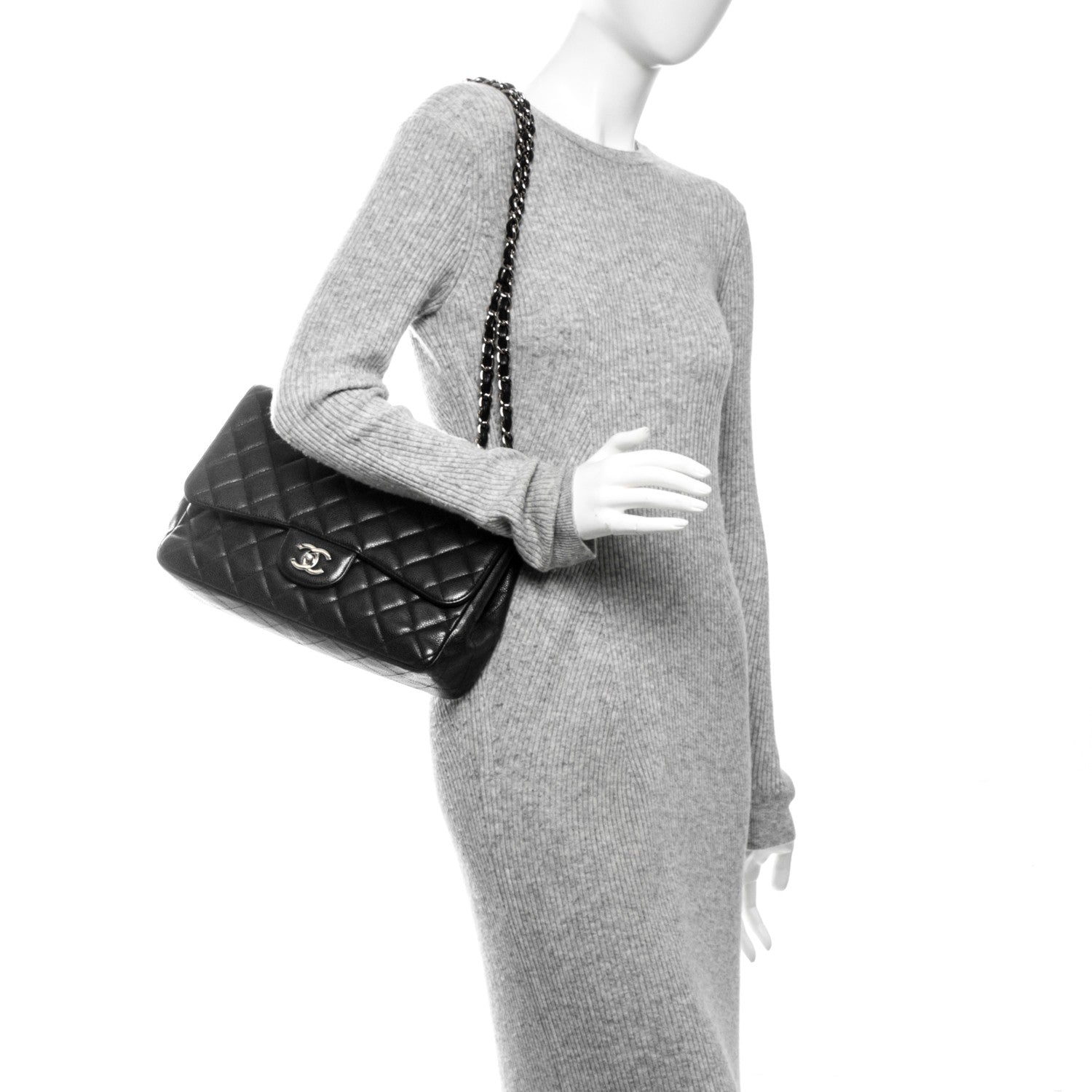 Chanel Caviar Quilted Jumbo Single Flap Black 2 of 8