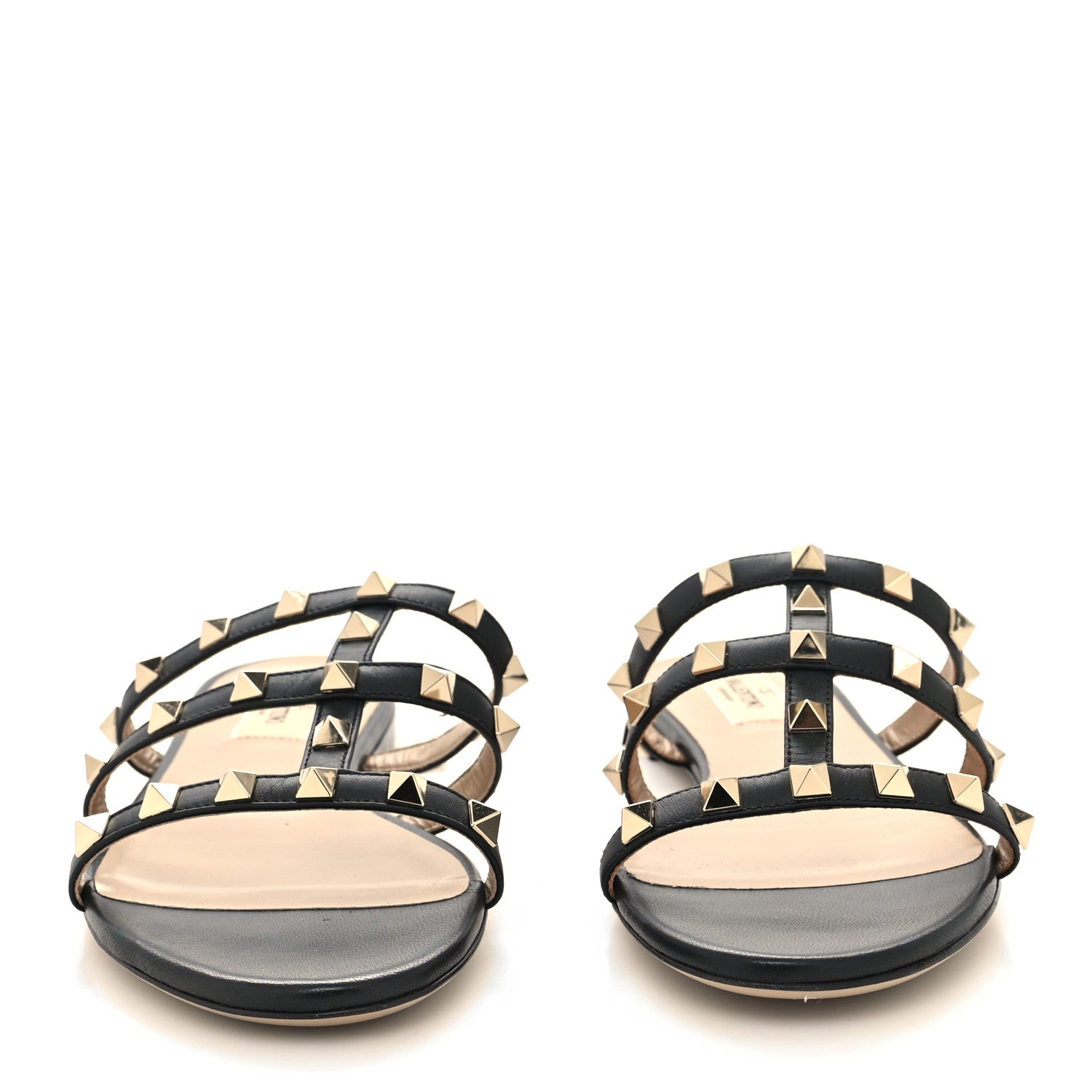 Valentino Garavani Nappa Rockstud Caged Flat Slide Sandals 37 Black 2 of 8