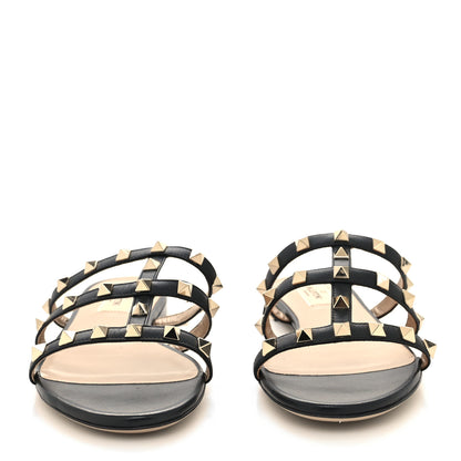 Valentino Garavani Nappa Rockstud Caged Flat Slide Sandals 37 Black 2 of 8