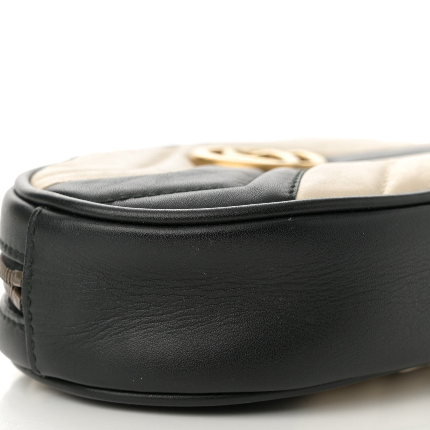 Gucci Calfskin Matelasse GG Marmont Belt Bag 85 34 Black White 10 of 15