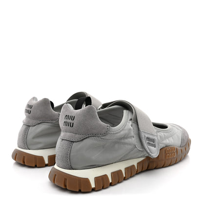 Miu Miu Technical Fabric Suede Womens Tyre Ballerina Flats 36.5 Cloudy Gray 5 of 9