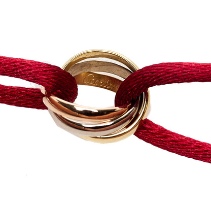 Cartier 18K Pink Yellow White Gold Trinity Cord Bracelet Red 5 of 5
