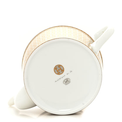 Hermes Porcelain 24 Gold Mosaique Teapot Cup Set Gold 6 of 18