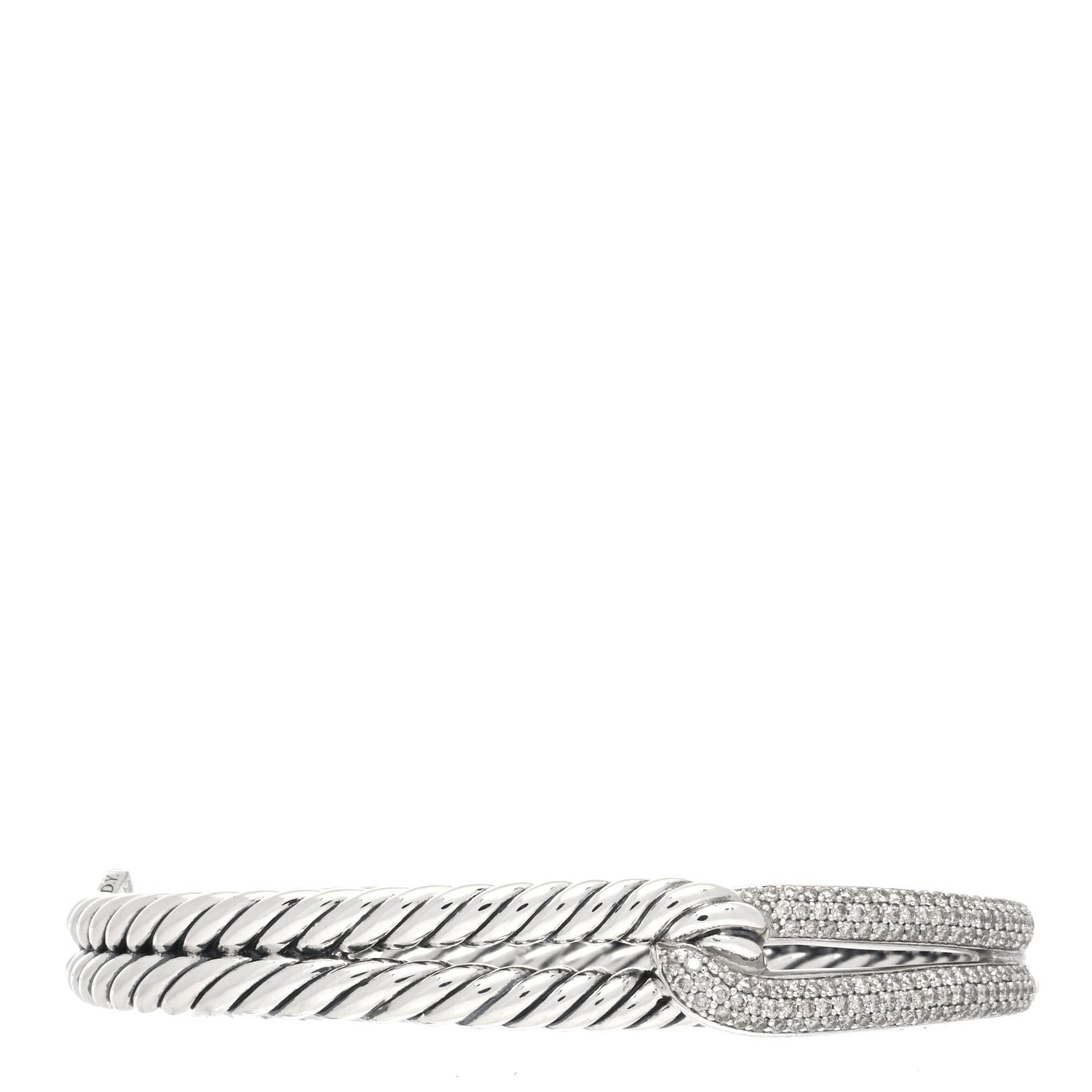 David Yurman Sterling Silver Diamond Pave 10mm Single Loop Labyrinth Bracelet 1 of 4