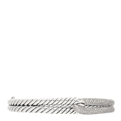 David Yurman Sterling Silver Diamond Pave 10mm Single Loop Labyrinth Bracelet 1 of 4