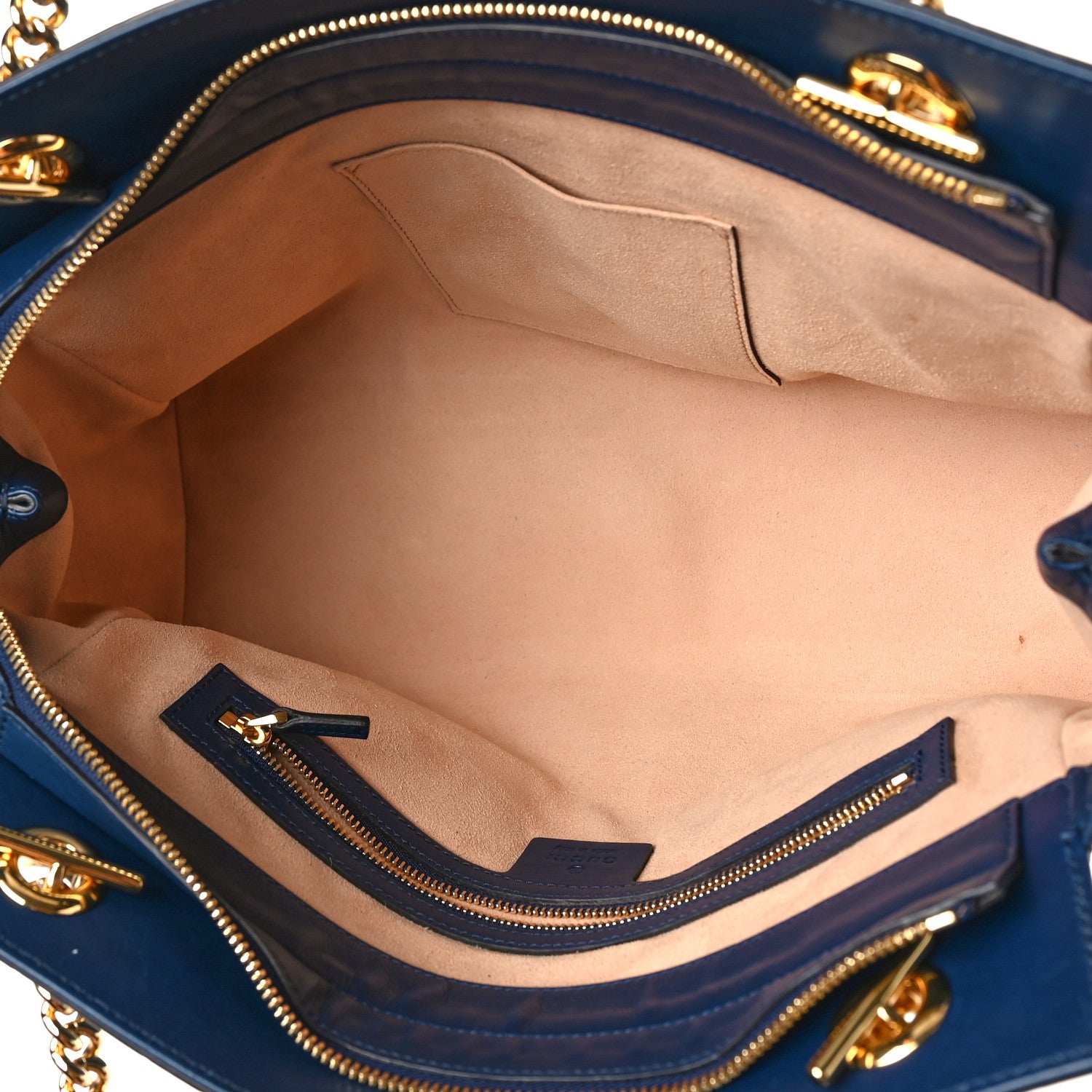 Gucci Guccissima Signature Medium Shoulder Tote Bag Blue 5 of 9