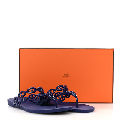 Hermes Rubber Chaine d'Ancre Island Sandals 38 Bleu Smalt 11 of 11