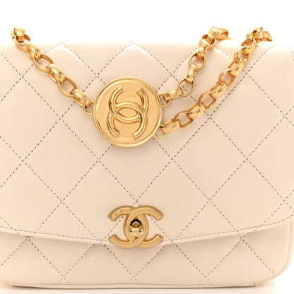 Chanel Lambskin Quilted CC Coin Flap Bag White 8 of 10