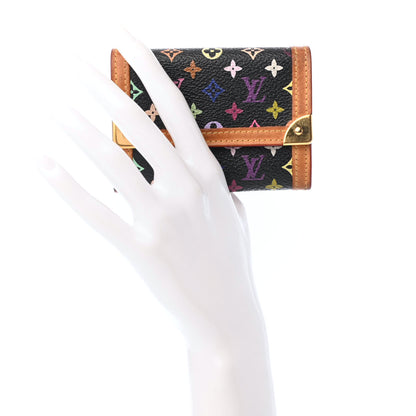Louis Vuitton Monogram Multicolor Porte-Monnaie Plat Coin Purse Black 2 of 6