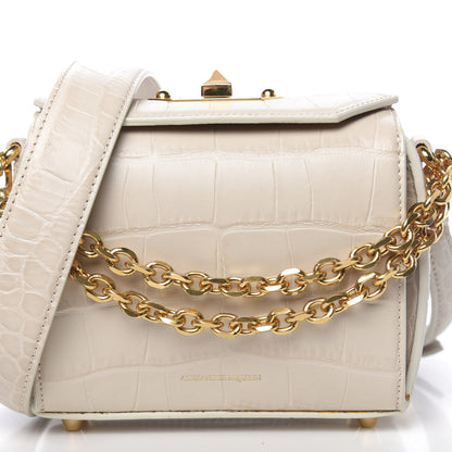 Alexander McQueen Calfskin Crocodile Embossed Box Shoulder Bag 16 Cream 7 of 9
