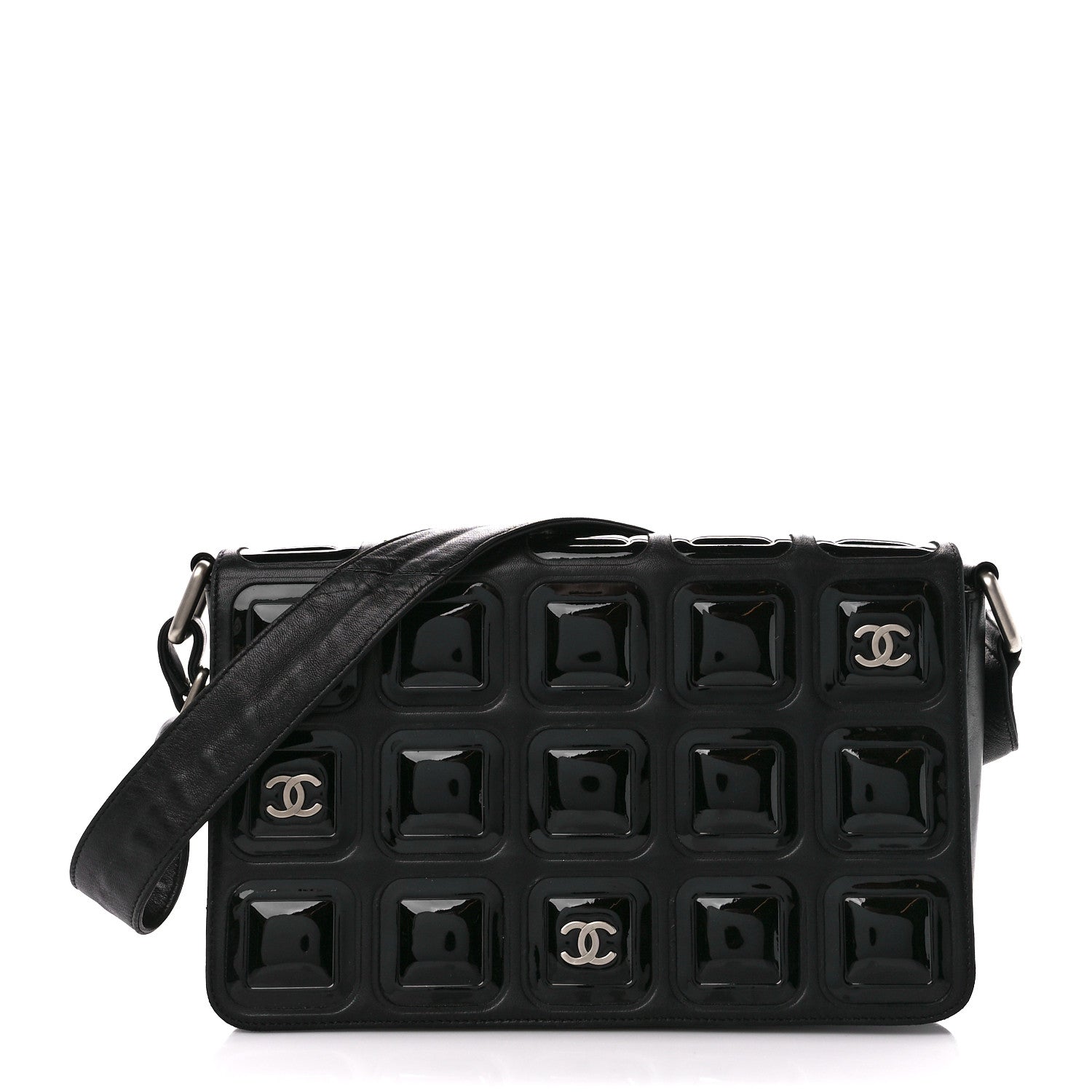 Chanel Lambskin Patent Cube CC Flap Black 1 of 11