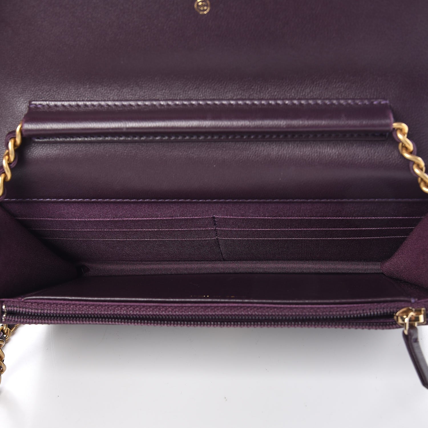 Chanel Lambskin Quilted Boy Wallet On Chain WOC Dark Purple 5 of 11