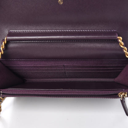 Chanel Lambskin Quilted Boy Wallet On Chain WOC Dark Purple 5 of 11