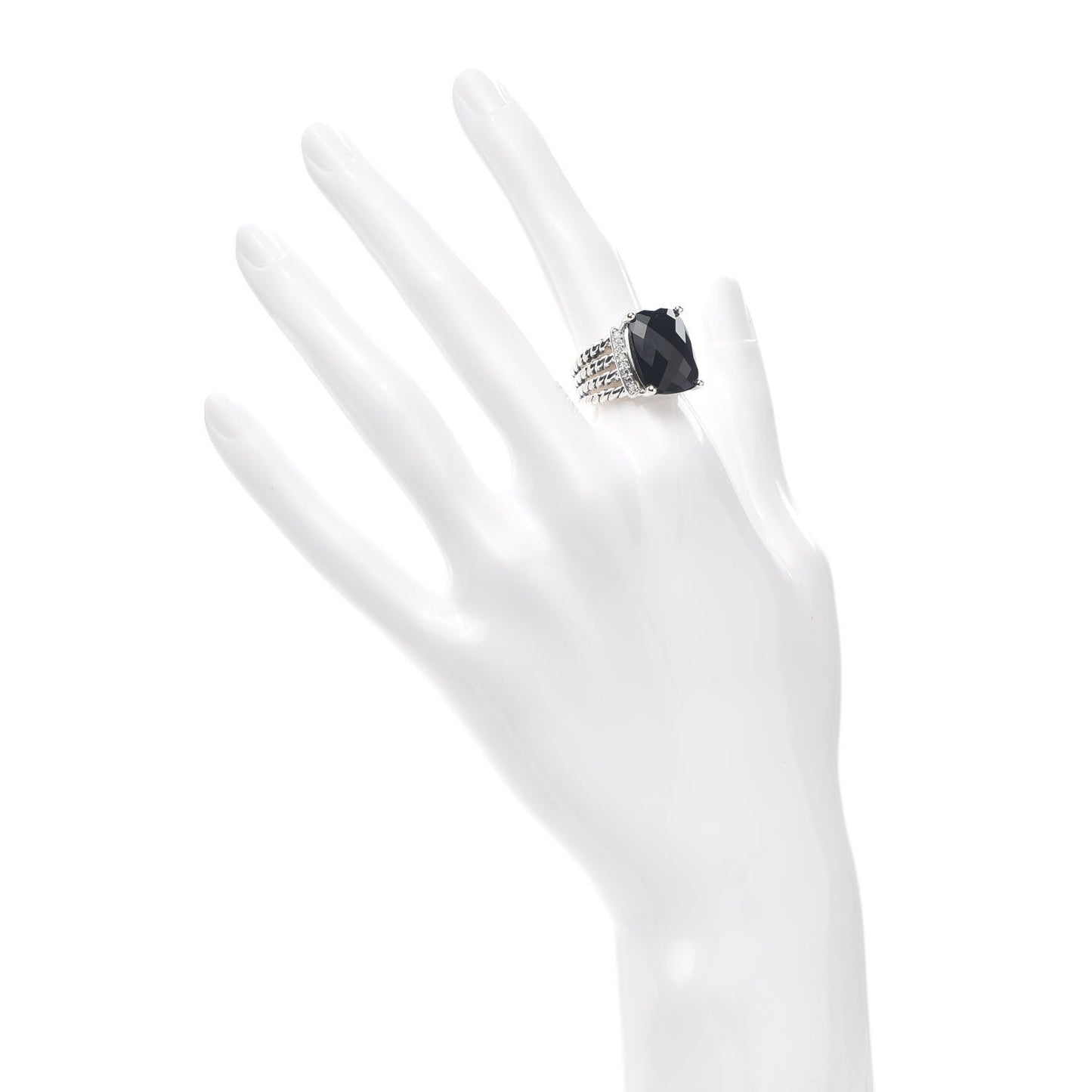 Sterling Silver Diamond Black Onyx 16mm Wheaton Ring 52 6