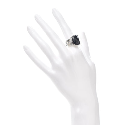 David Yurman Sterling Silver Diamond Black Onyx 16mm Wheaton Ring 52 6 2 of 5