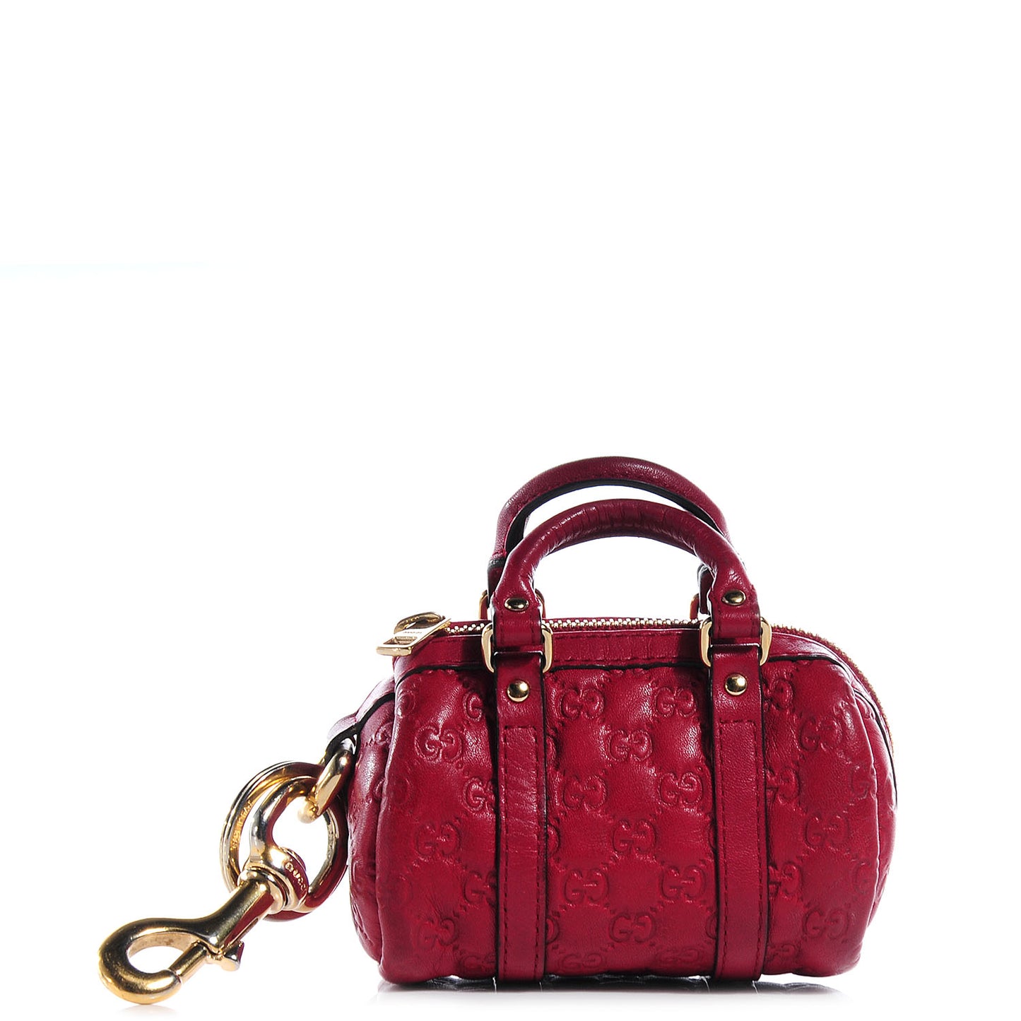 Guccissima Mini Boston Bag Charm Raspberry Red