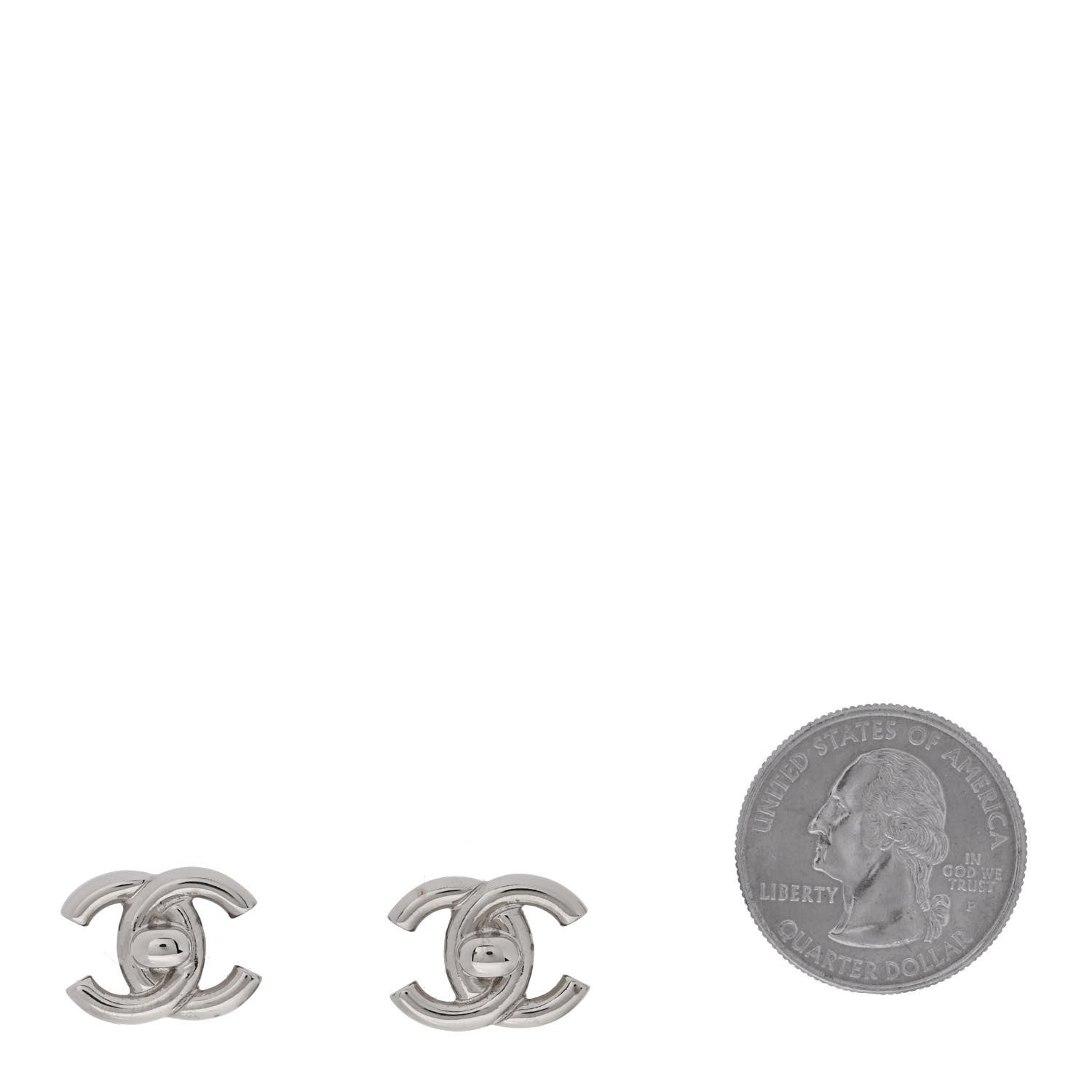 Chanel CC Turnlock Earrings Silver 2 of 5