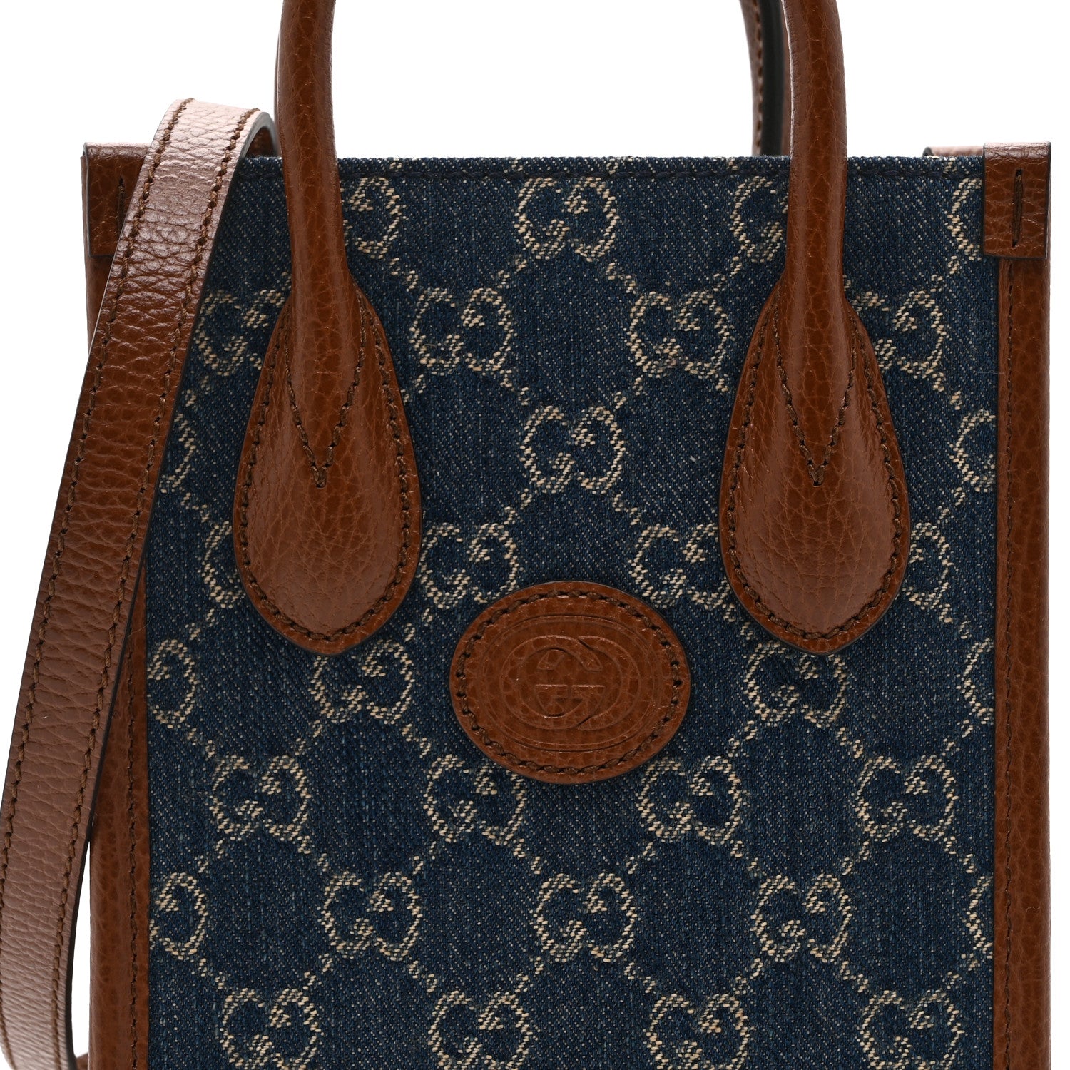 Gucci New Denim GG Monogram Dollar Calfskin Mini Retro