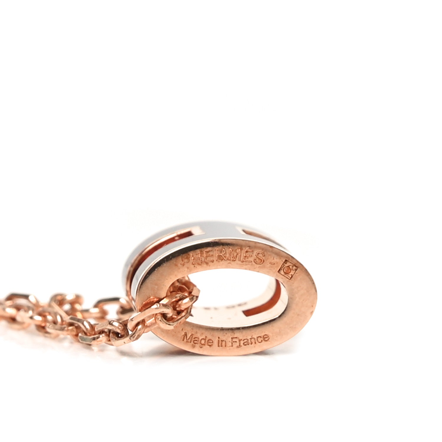 Hermes Lacquered Rose Gold Pop H Pendant Necklace Black 4 of 5