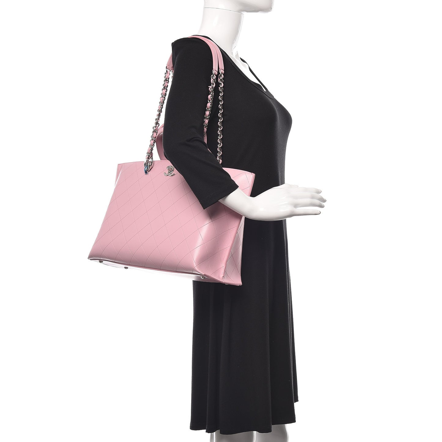 Calfskin Stitch Medium Ring My Bag Shopping Tote Pink