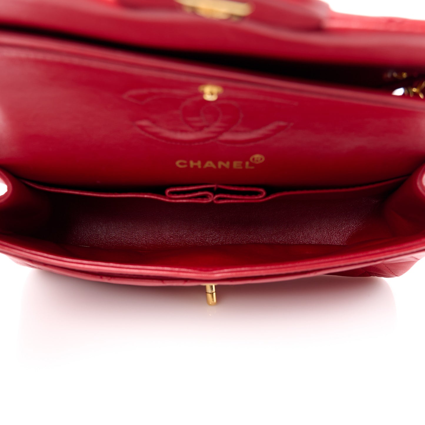 Lambskin Quilted Small Double Flap Red