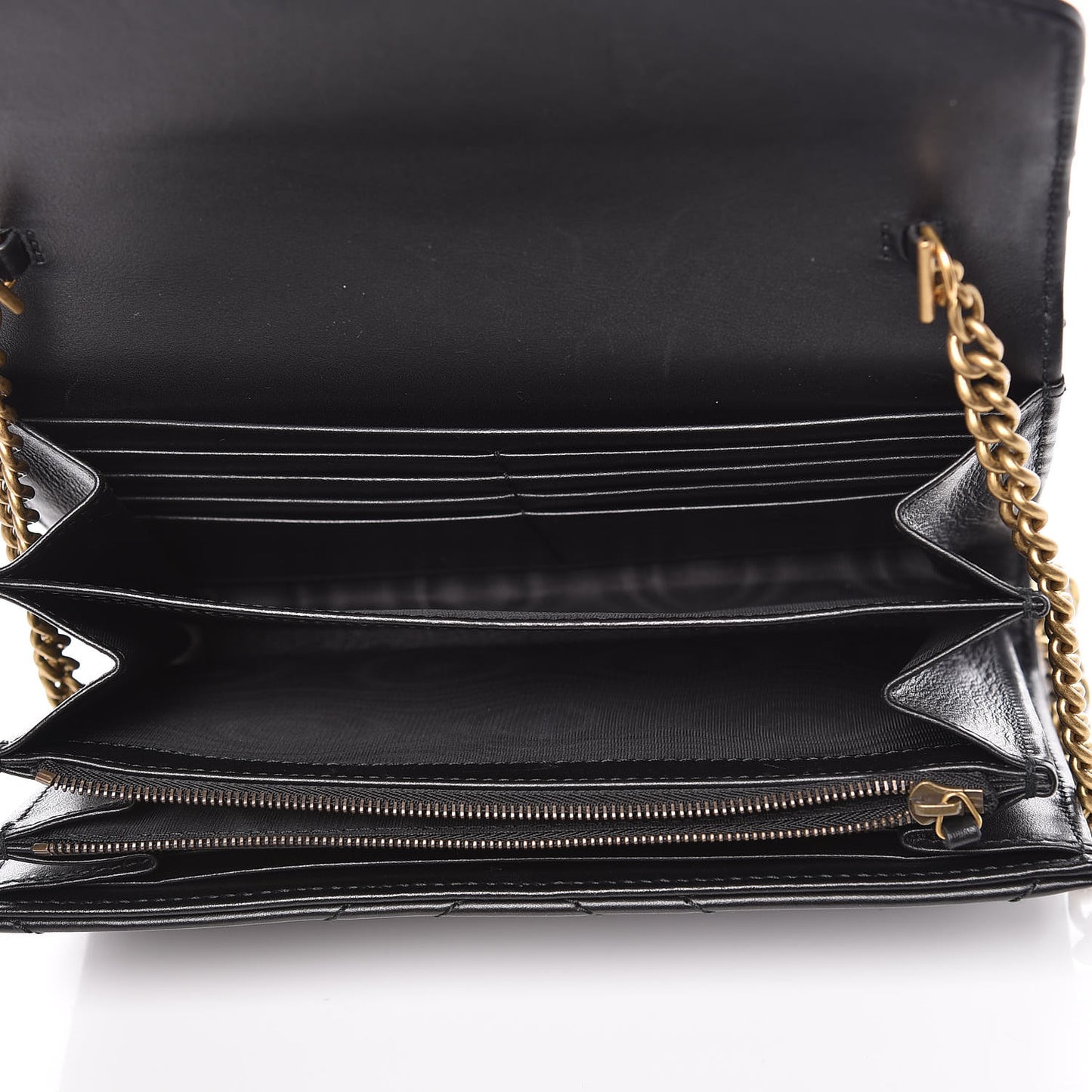 Calfskin Matelasse GG Marmont Chain Wallet Black
