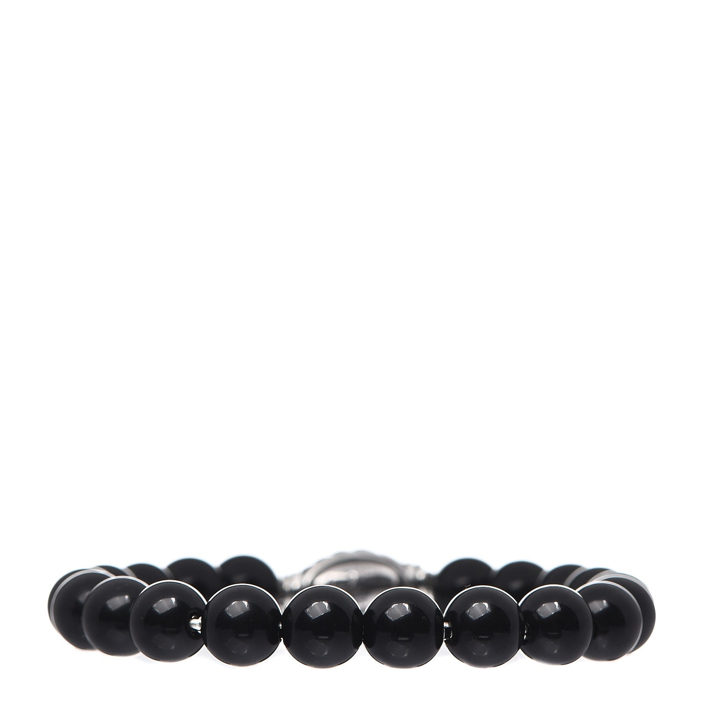 Sterling Silver Black Onyx 8mm Spiritual Beads Adjustable Bracelet