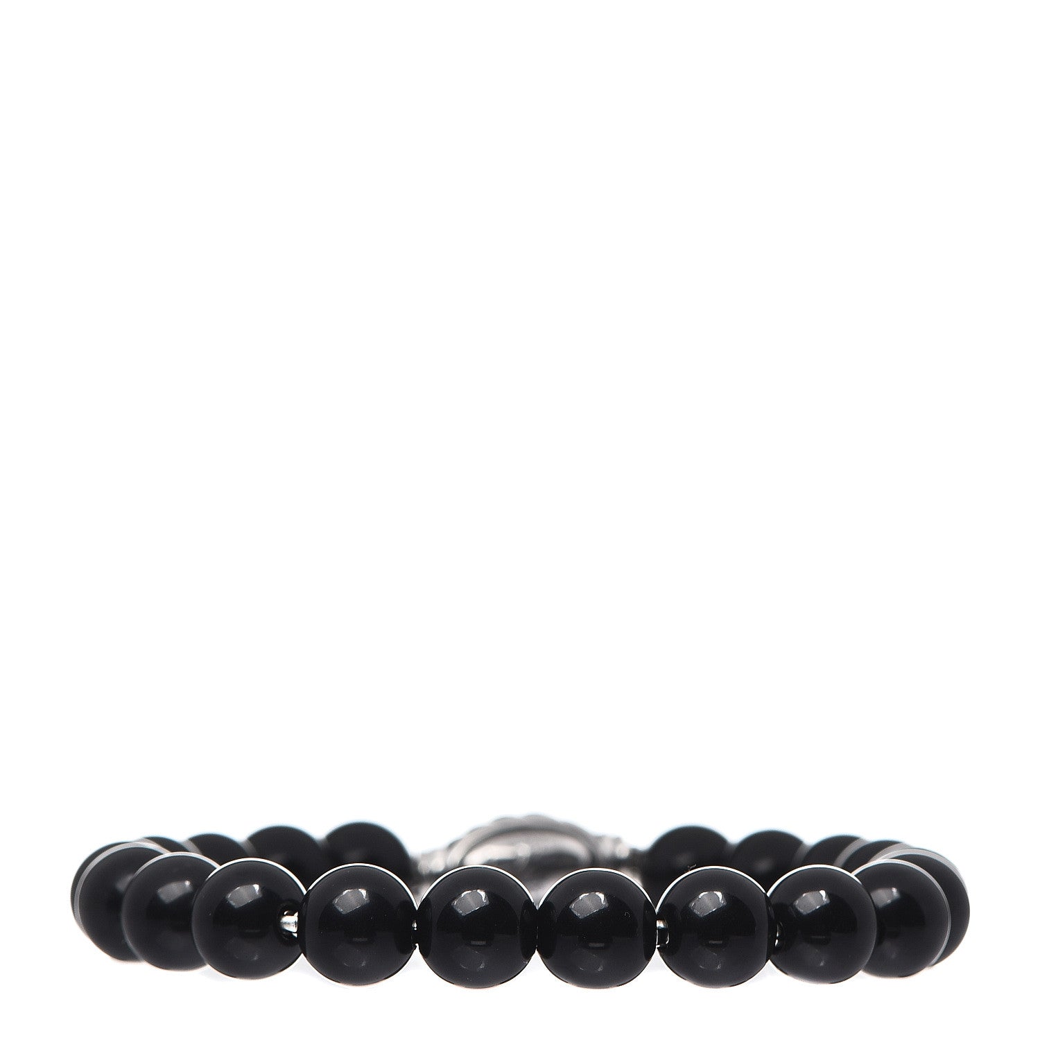 David Yurman Sterling Silver Black Onyx 8mm Spiritual Beads Adjustable Bracelet 1 of 3
