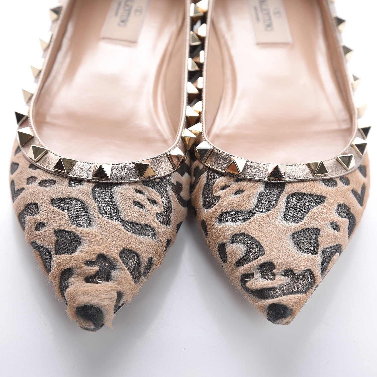Valentino Garavani Calf Hair Leopard Print Rockstud Ballerina Flats 38 Fucile Al Campion 22 of 23