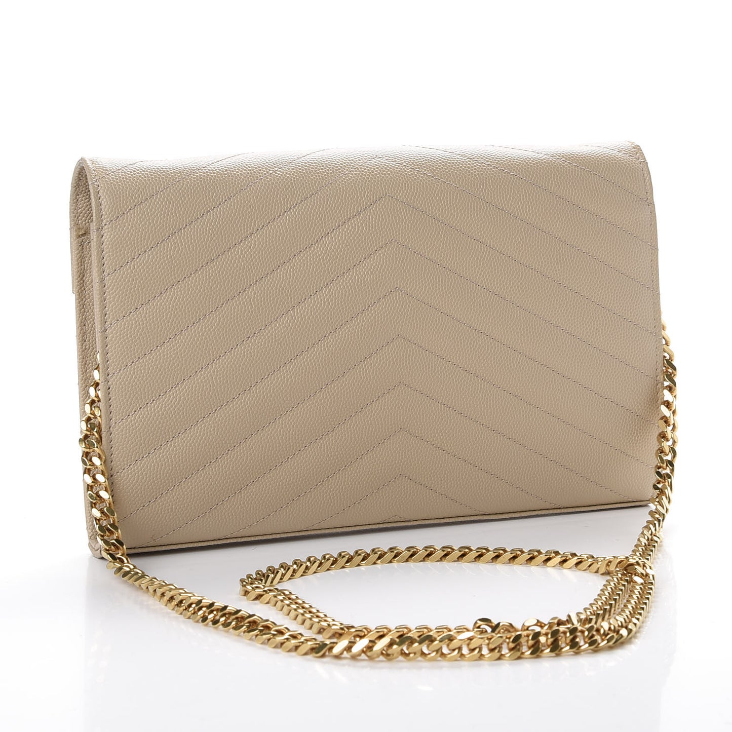 Grain De Poudre Matelasse Chevron Monogram Chain Wallet Nude Powder