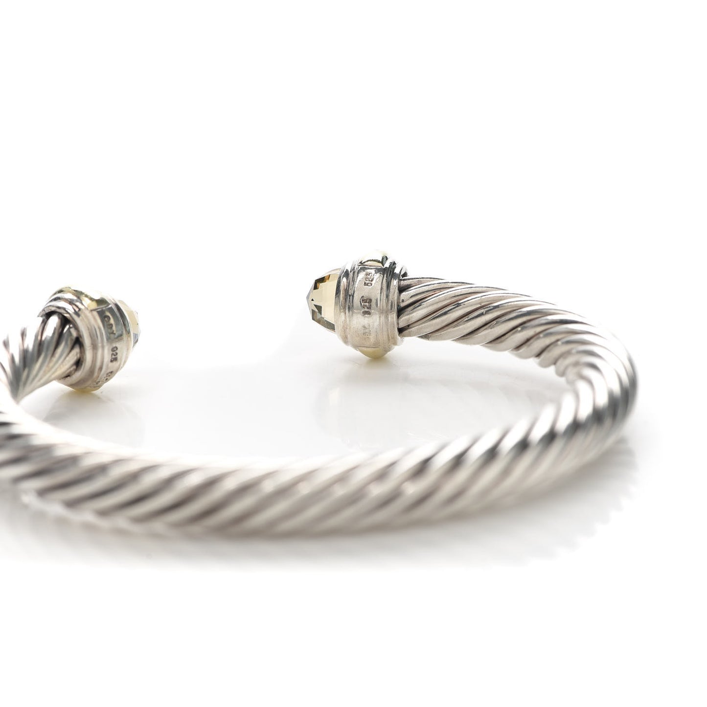 Sterling Silver 14K Yellow Gold Lemon Citrine 7mm Cable Classics Bracelet