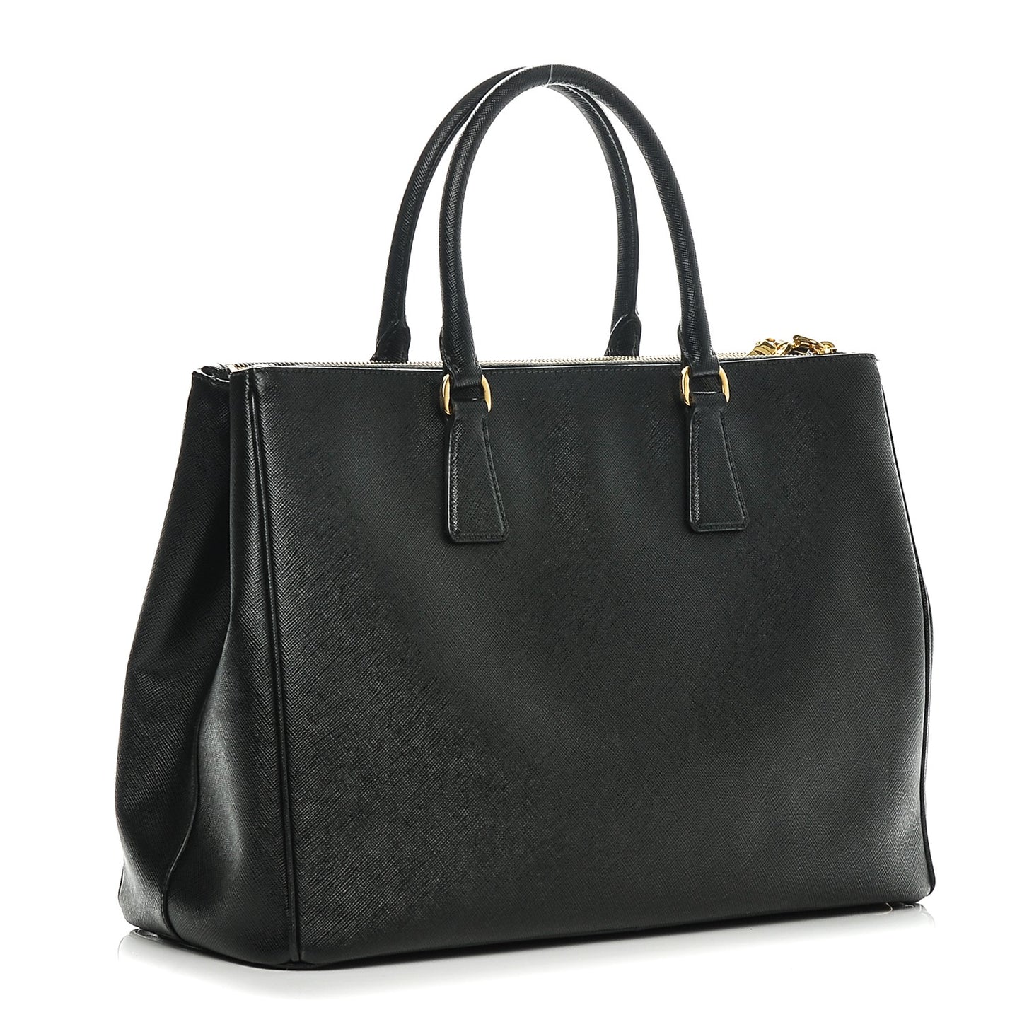 Saffiano Large Galleria Double Zip Tote Black