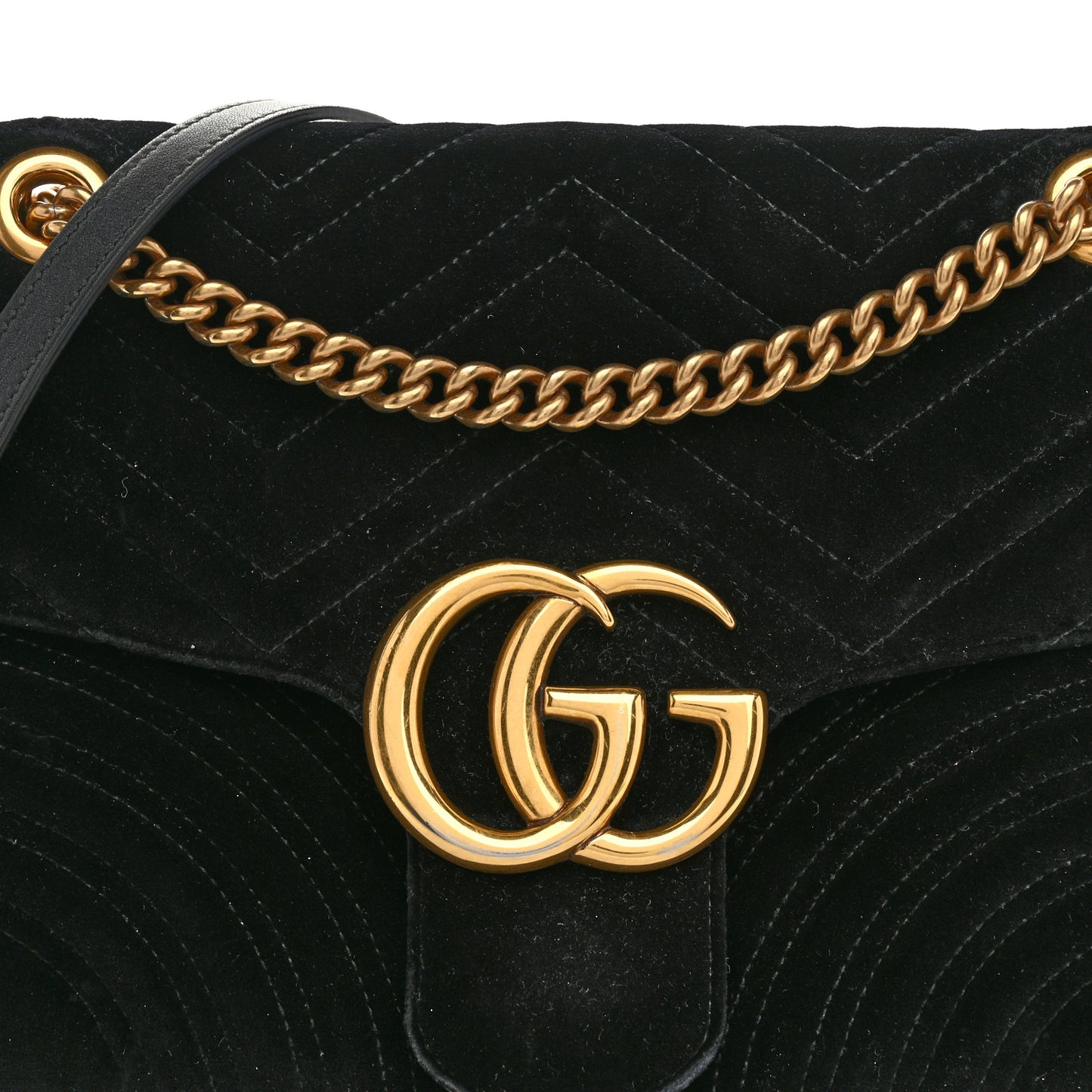 Velvet Matelasse Medium GG Marmont Shoulder Bag Black