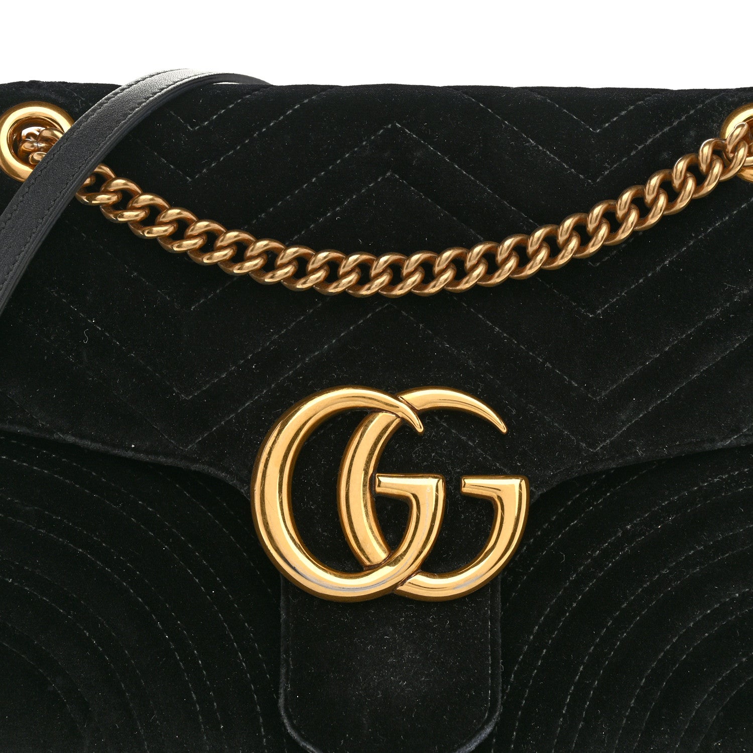 Gucci Velvet Matelasse Medium GG Marmont Shoulder Bag Black 9 of 12