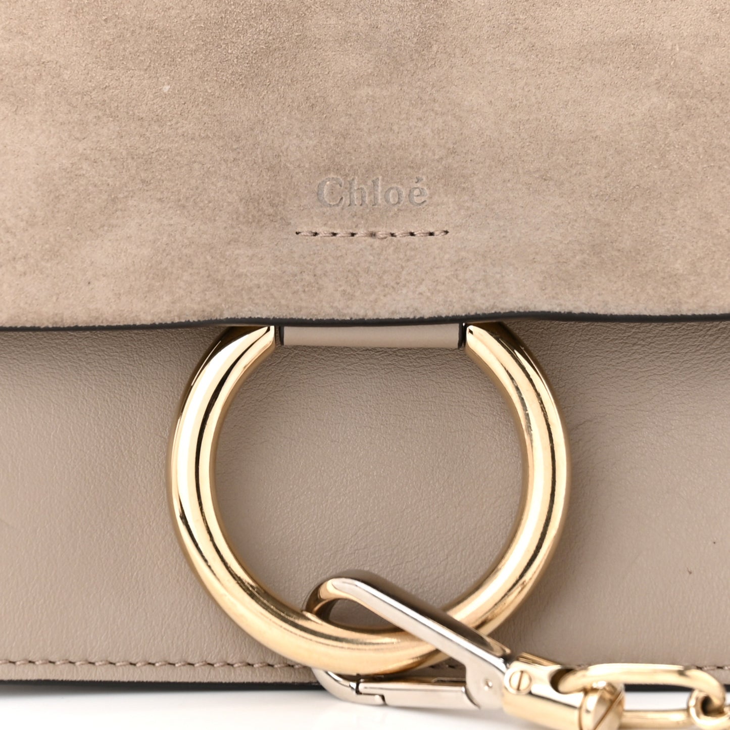 Suede Calfskin Small Faye Shoulder Bag Motty Grey