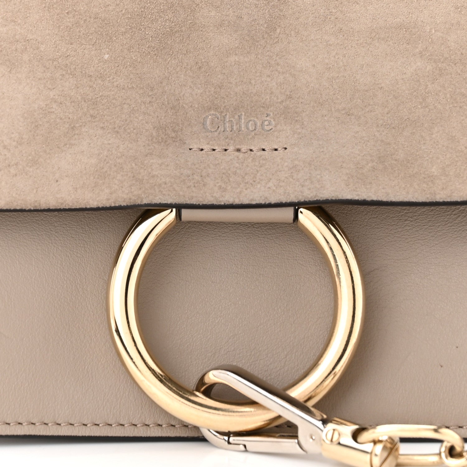 Chloe Suede Calfskin Small Faye Shoulder Bag Motty Grey 7 of 12