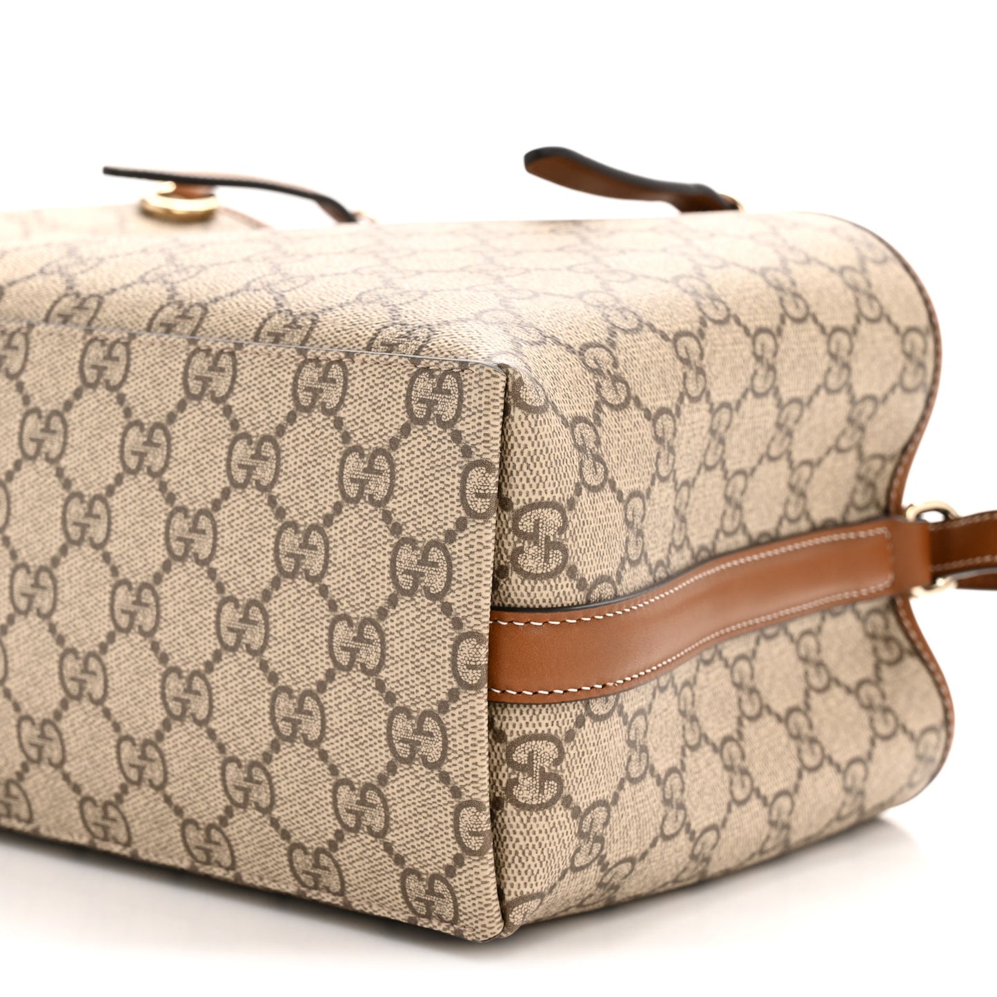 GG Supreme Monogram Emblem Medium Tote Bag Beige Dark Brown