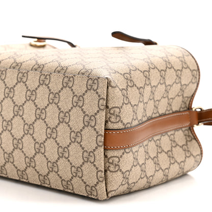 Gucci GG Supreme Monogram Emblem Medium Tote Bag Beige Dark Brown 10 of 13