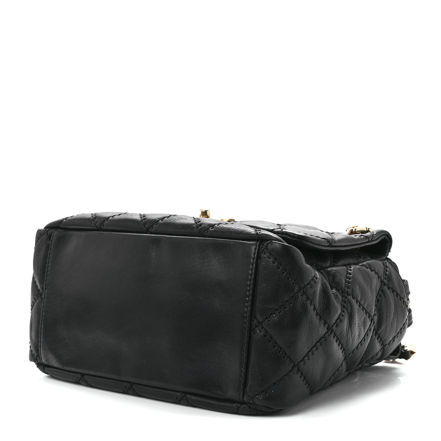 Calfskin Quilted Retro Chain Tote Black