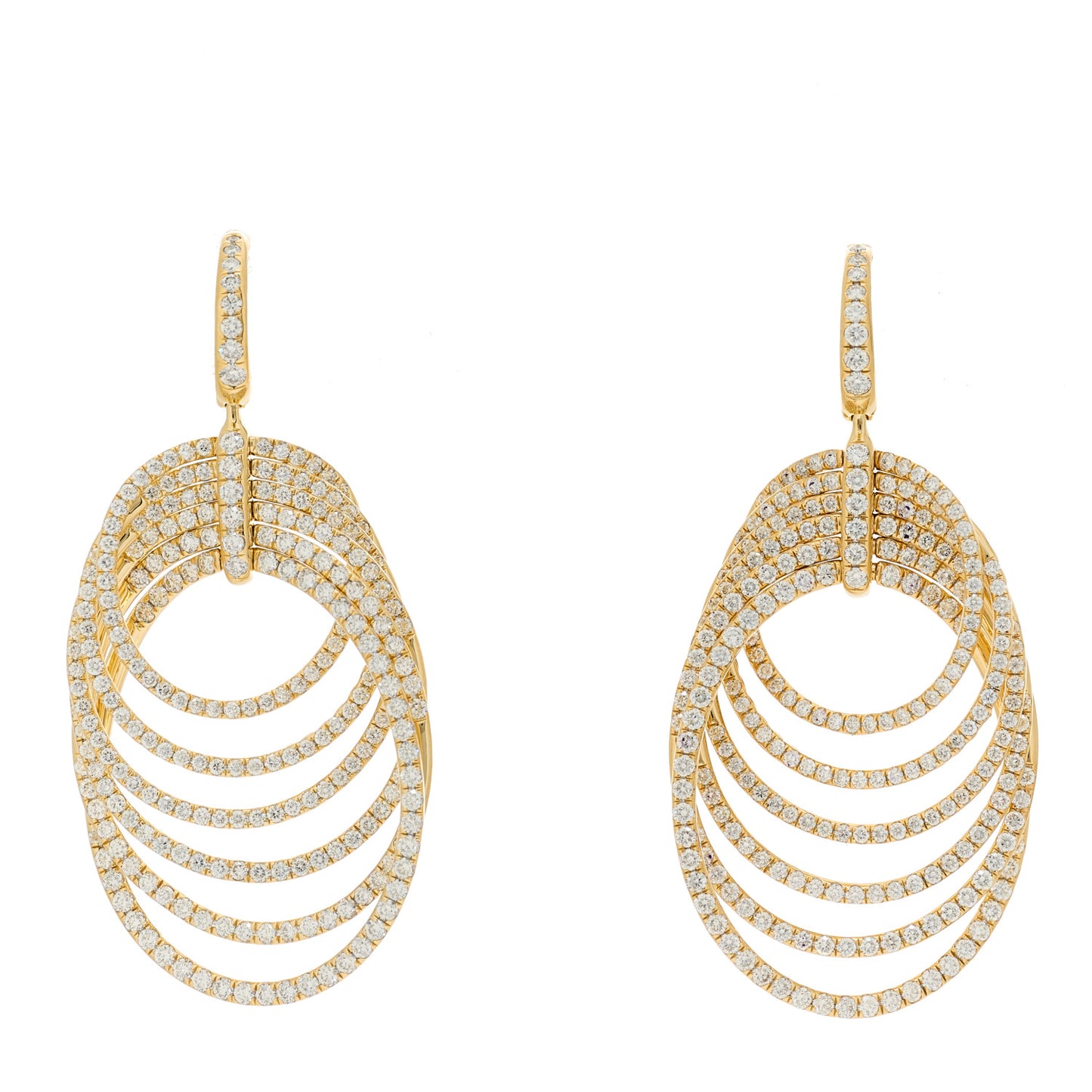 18K Yellow Gold Diamond Origami Drop Earrings